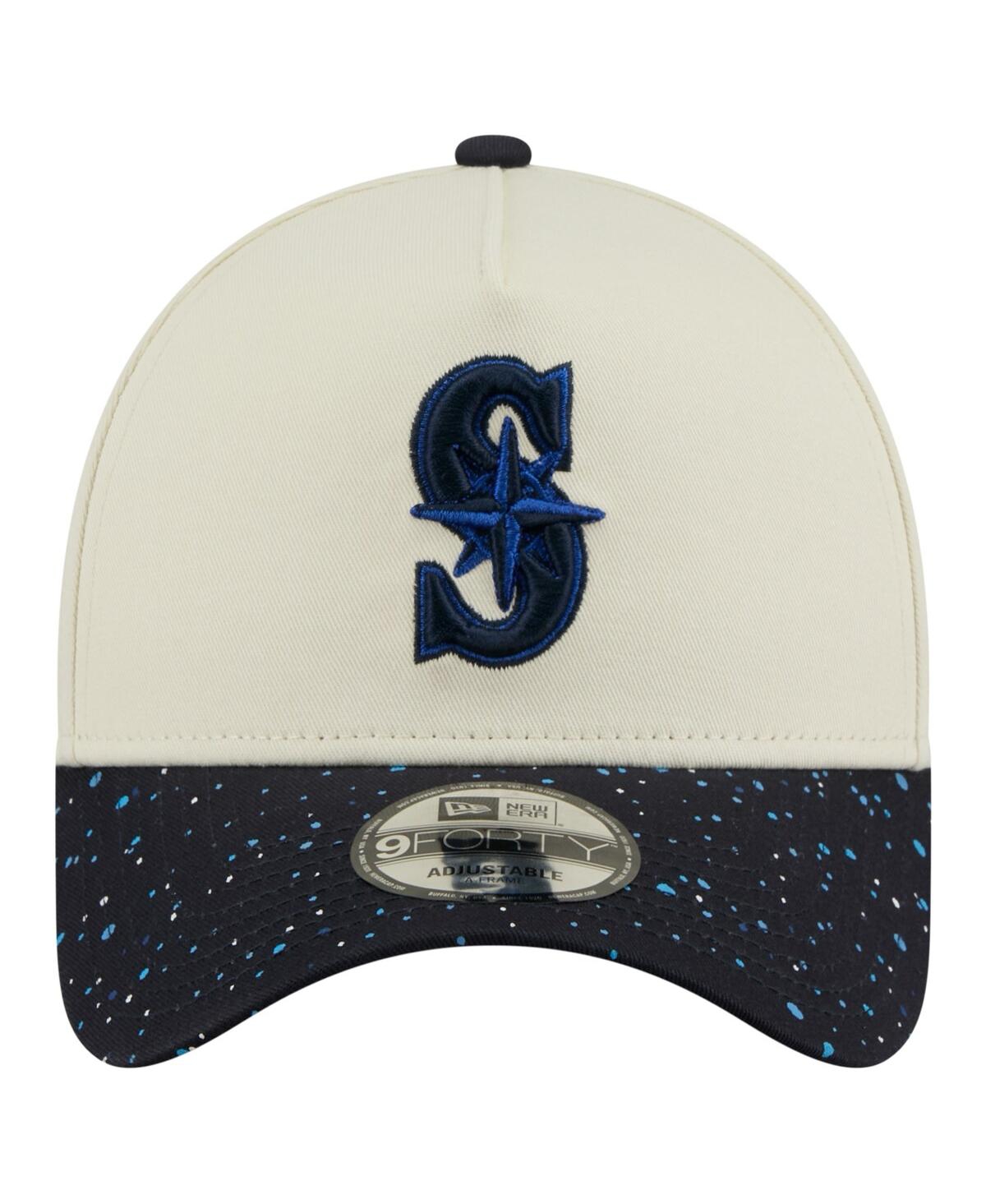 New Era Men's Cream Seattle Mariners Speckle A-frame 9forty Adjustable Hat In White