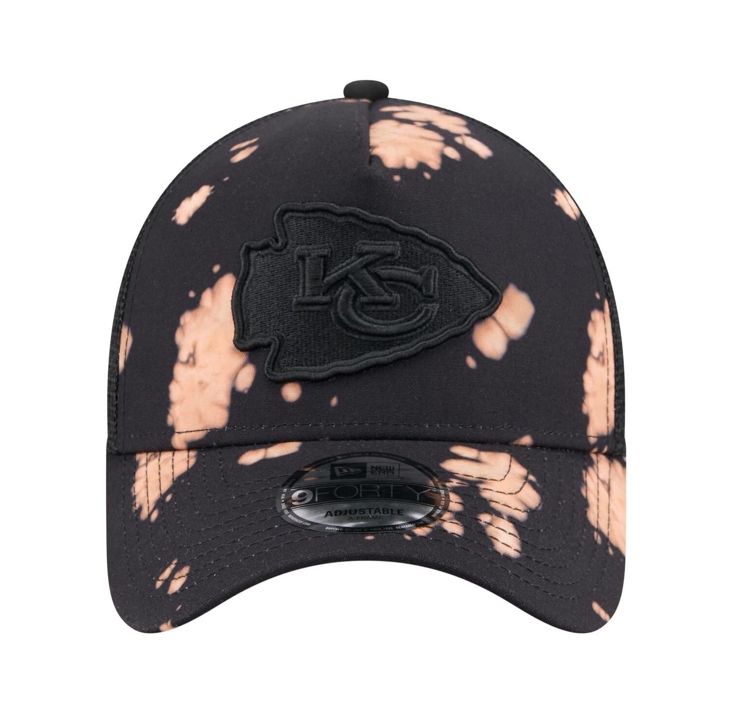 Men's Black Kansas City Chiefs Bleached 9FORTY A-Frame Adjustable Hat