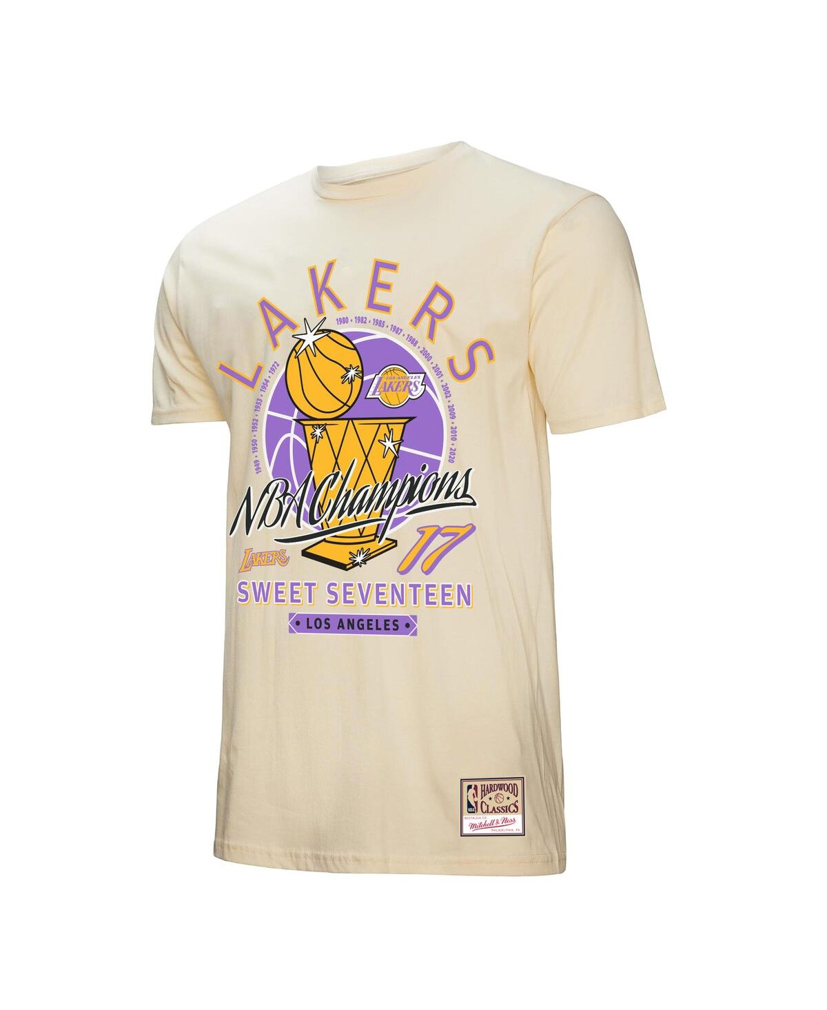 Mitchell & Ness Cream Los Angeles Lakers Hardwood Classics Champions Vintage T-shirt In Neutral