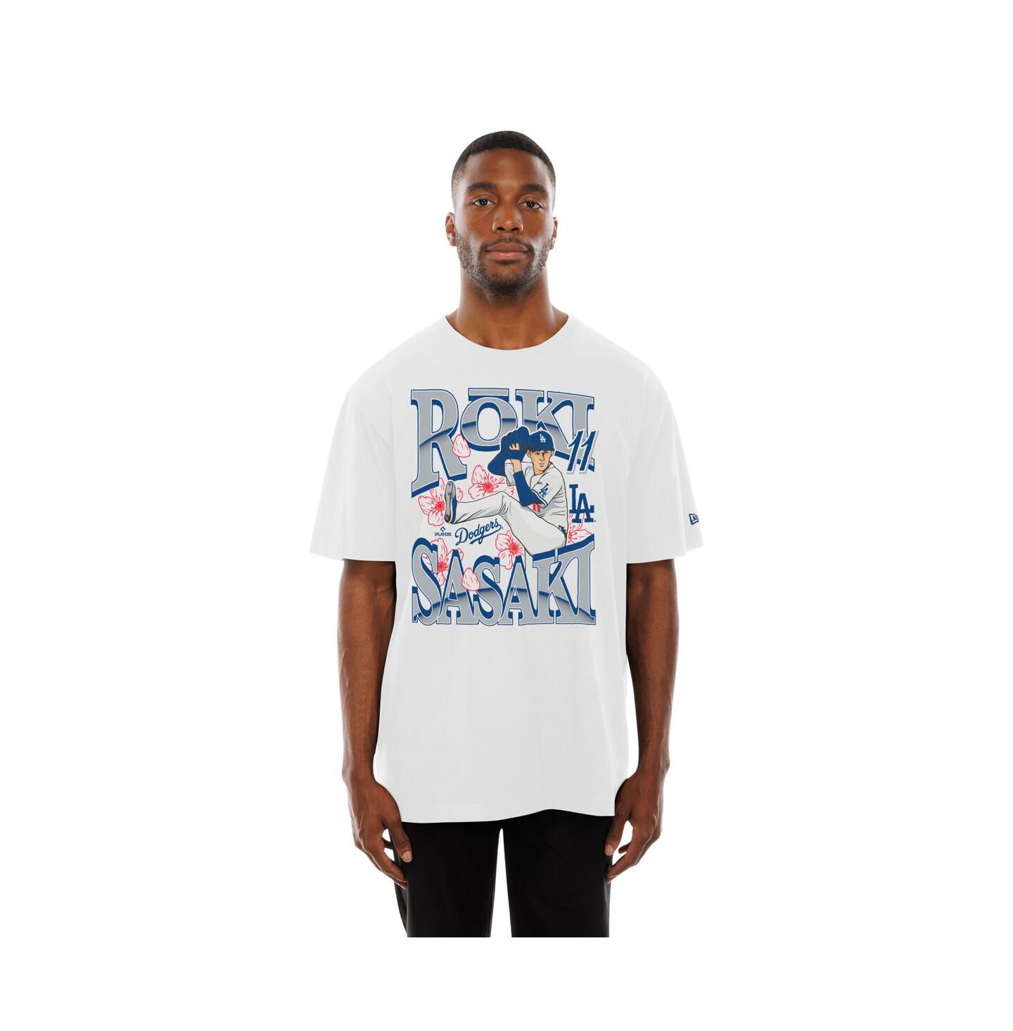 Мужская футболка New Era Roki Sasaki White Los Angeles Dodgers Player — фото 4
