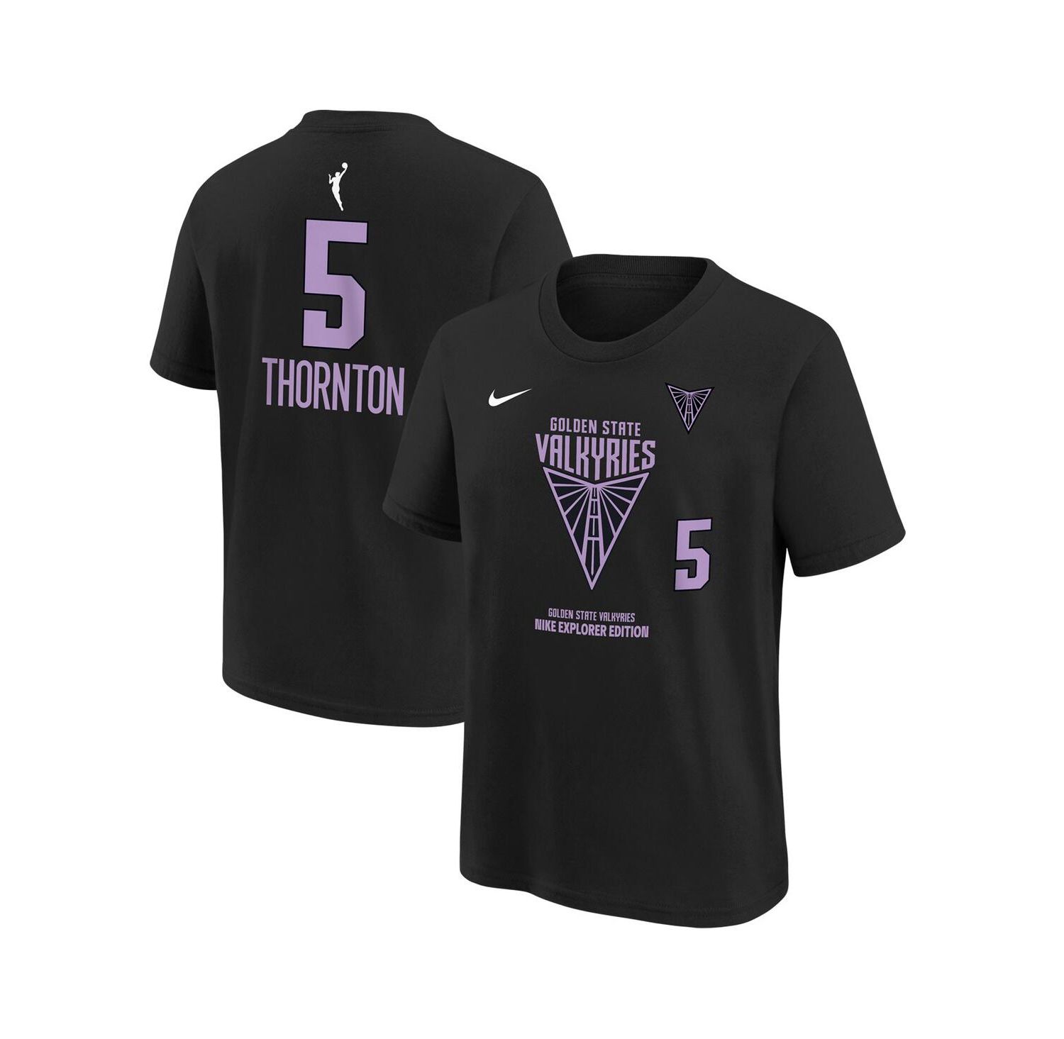 Big Boys and Girls Kayla Thornton Black Golden State Valkyries Explorer Edition Player Name & Number T-Shirt