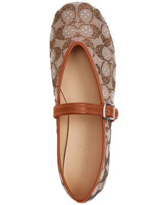 Women's Sculpted C Crystal Signature Jacquard Soft Mary Jane Flats