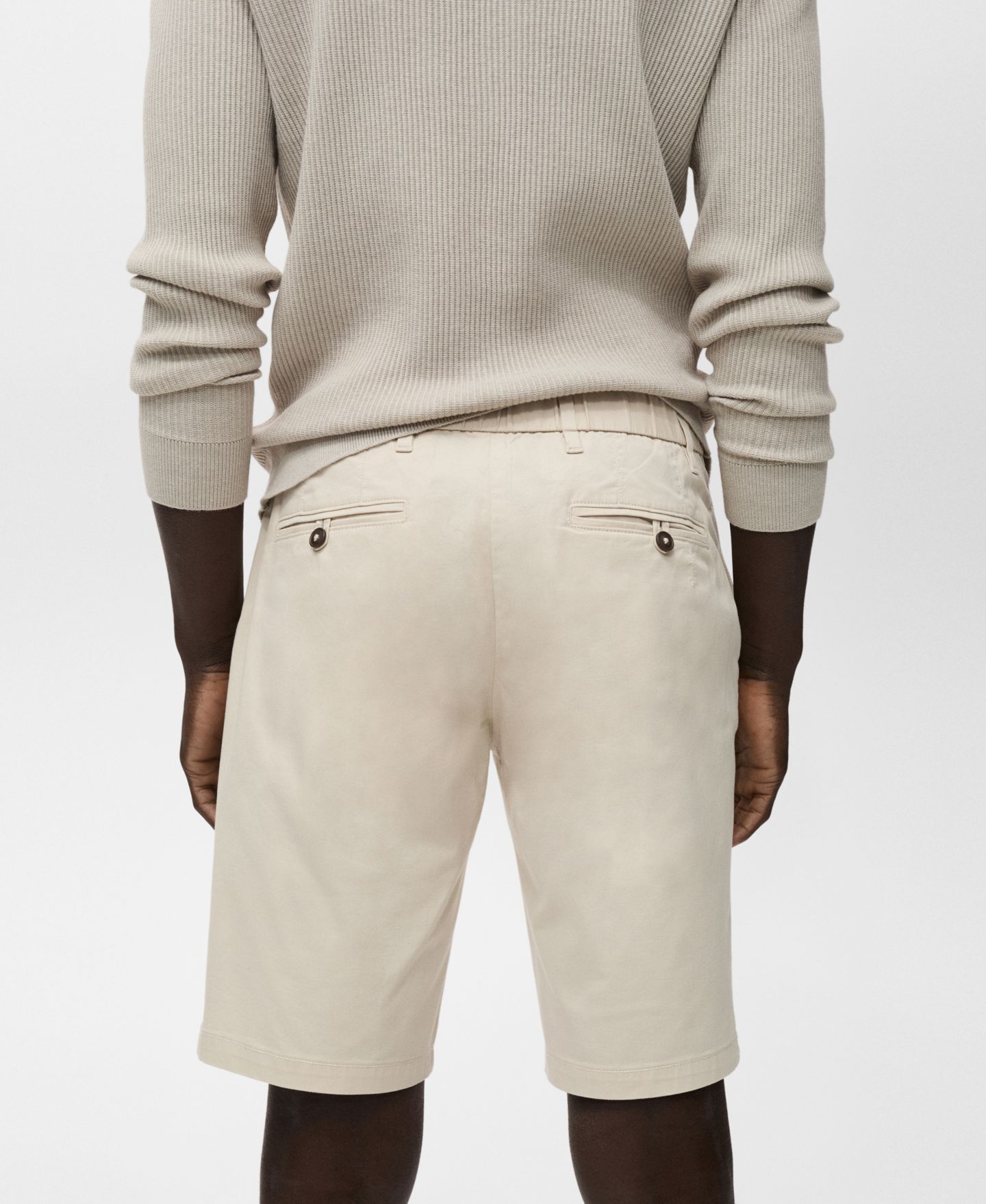 Мужские шорты Mango Straight Cotton 10" Bermuda, цвет: Бежевый — фото 5