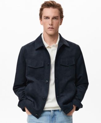 MANGO - Men's Suede Leather-Effect Overshirt