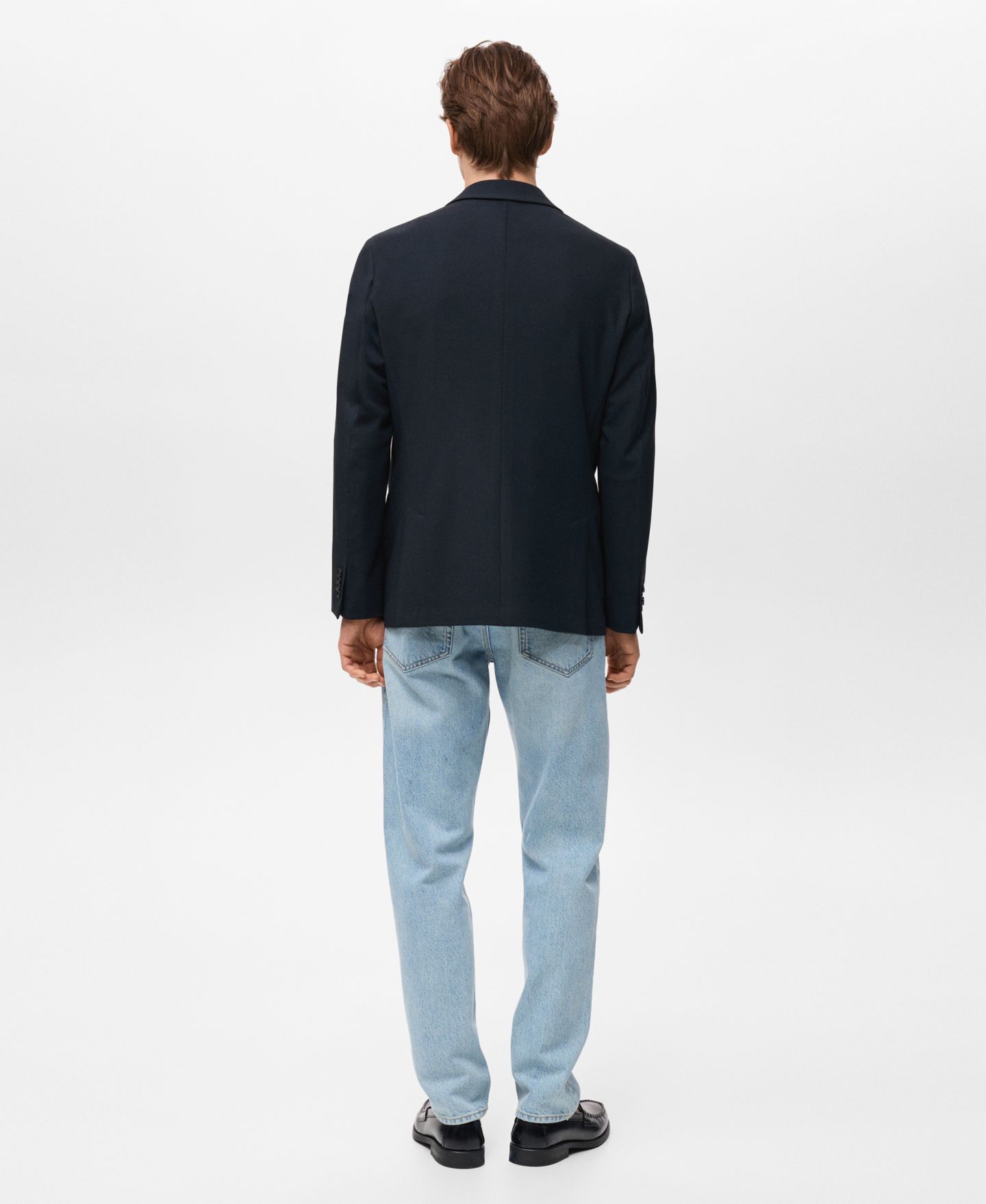 Мужской пиджак MANGO Verner Slim Fit Cotton Blazer, цвет: Тёмно-синий — фото 3