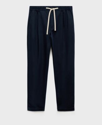 Men's Slim-Fit Drawstring Linen Pants