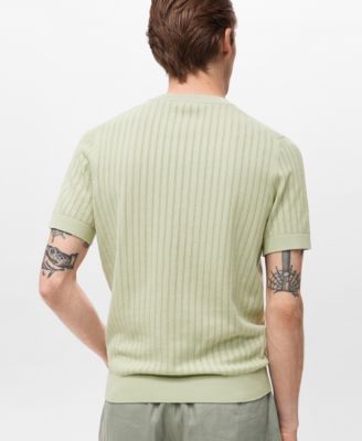 Men's Striped Openwork Cotton T-Shirt