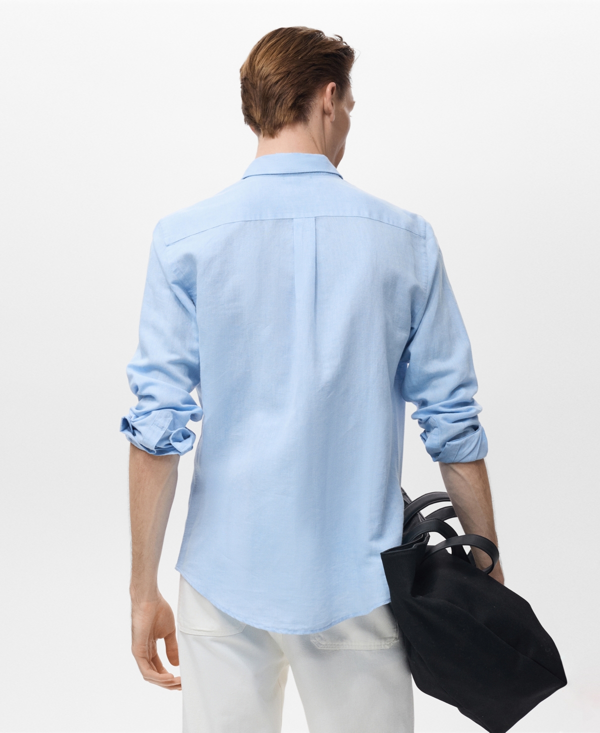 Mango Classic Fit Linen & Cotton Button-up Shirt In Blue