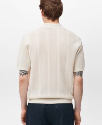 Men's Openwork Knitted Cotton Polo Shirt