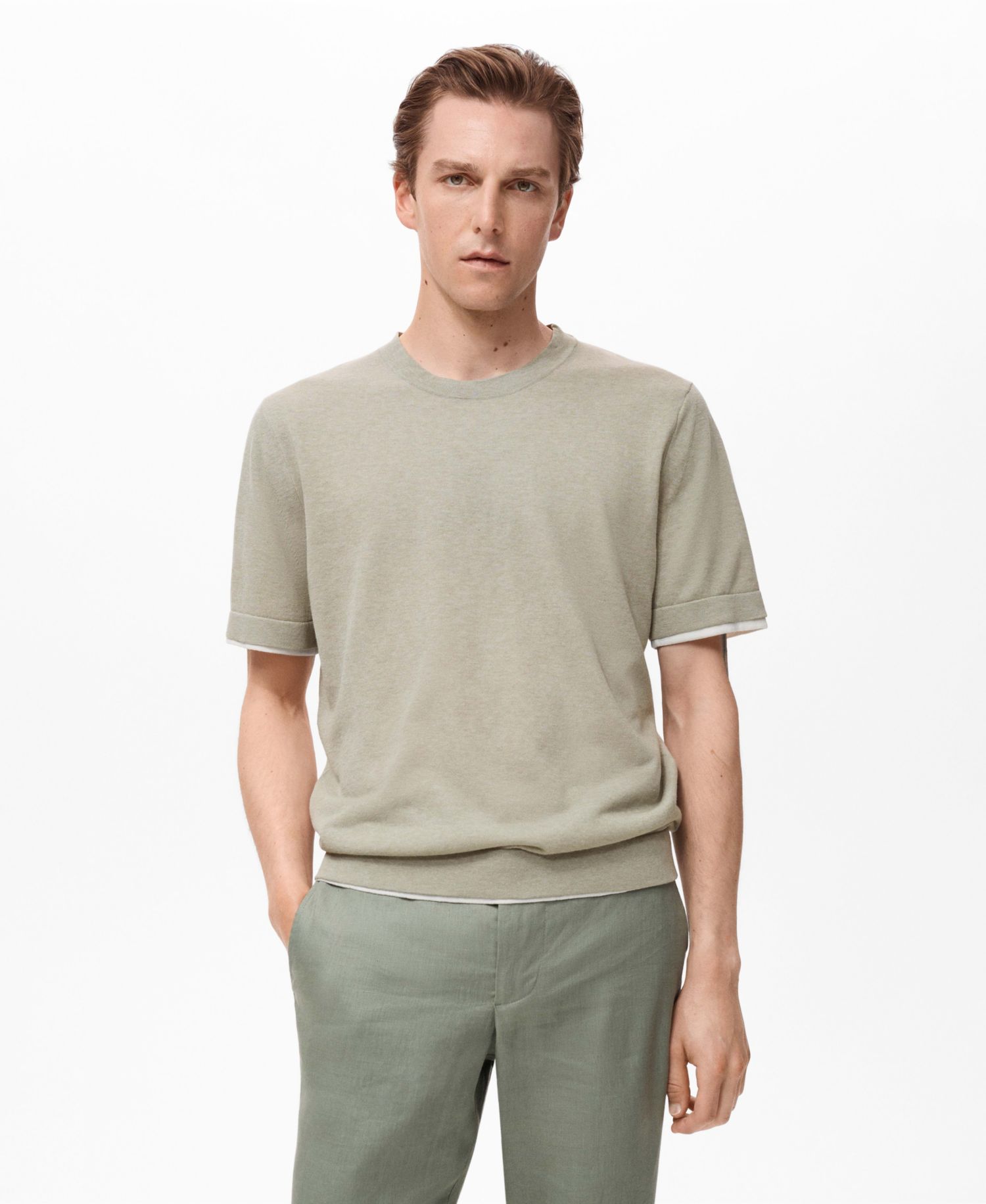 Men's Contrasting Cotton-Blend T-Shirt