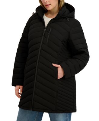 Plus Size Hooded Water-Resistant Puffer Coat
