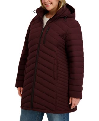 Plus Size Hooded Water-Resistant Puffer Coat