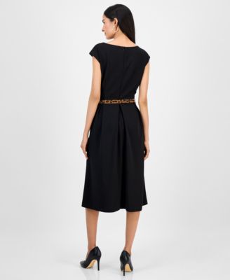 Women's Square-Neck Cap-Sleeve Fit & Flare Dress