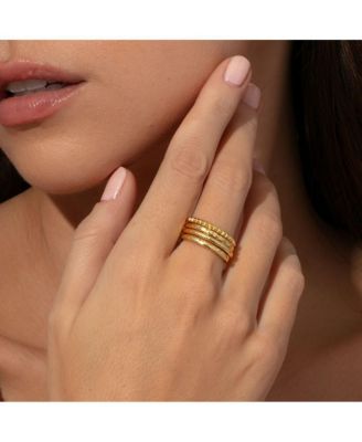 14K Gold-Plated Textured Ring Stack (Set of 4)