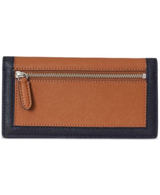 Lauren Ralph Lauren Two-Tone Crosshatch Leather Slim Wallet