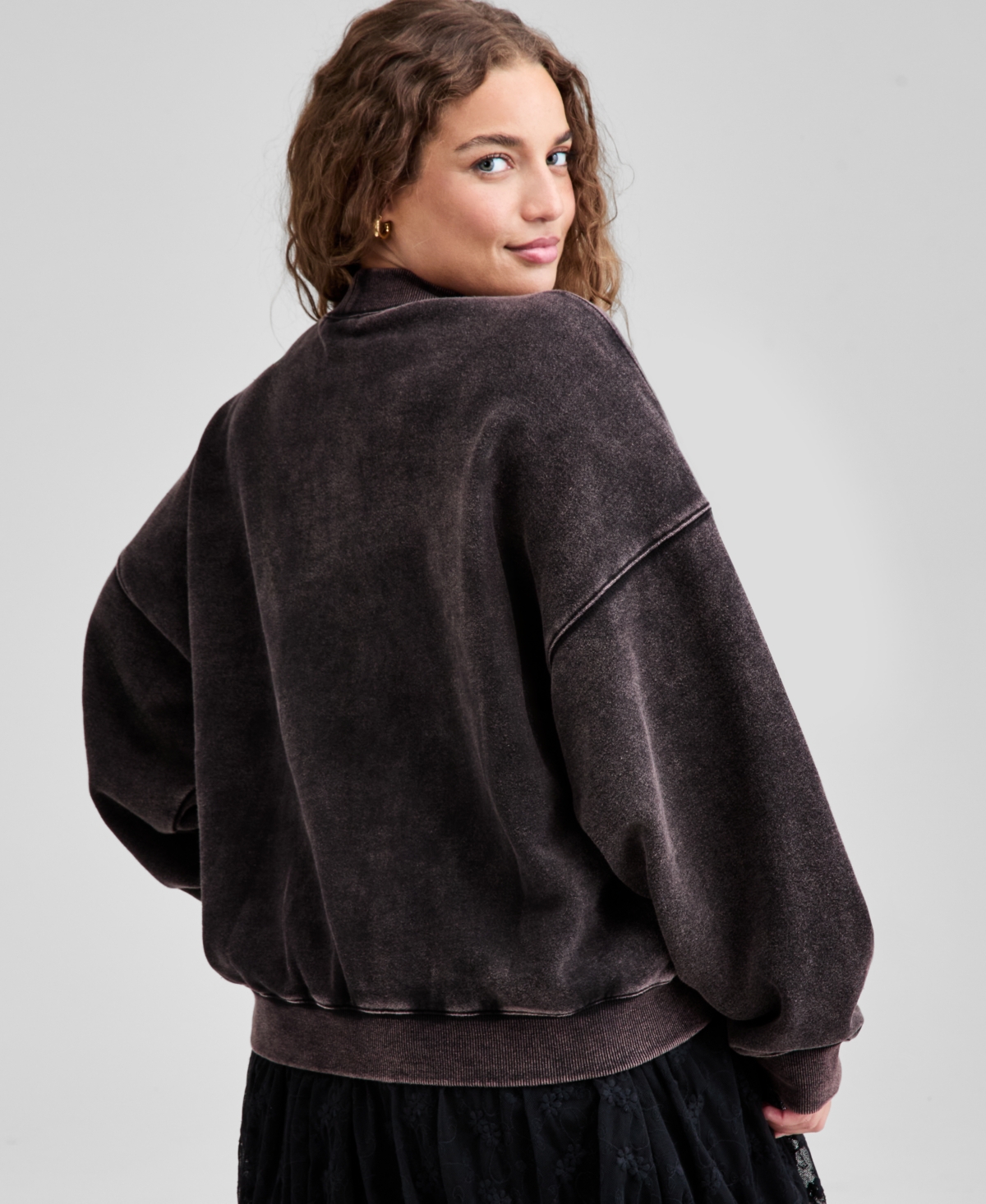 And Now This Trendy Plus Size Cotton Stud-trim Graphic Sweatshirt, Macy's Exclusive In Black