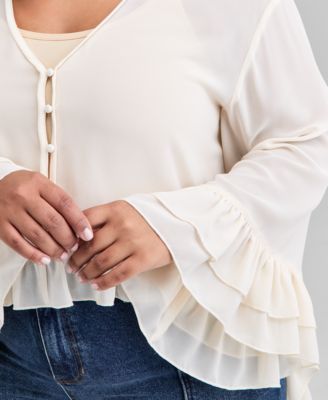 Trendy Plus Size Ruffle-Trim Blouse,  Macy's Exclusive 