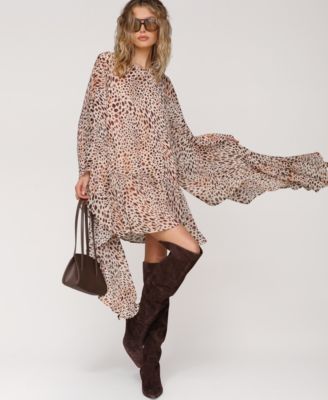 Women's Printed Chiffon Short Shift Dress