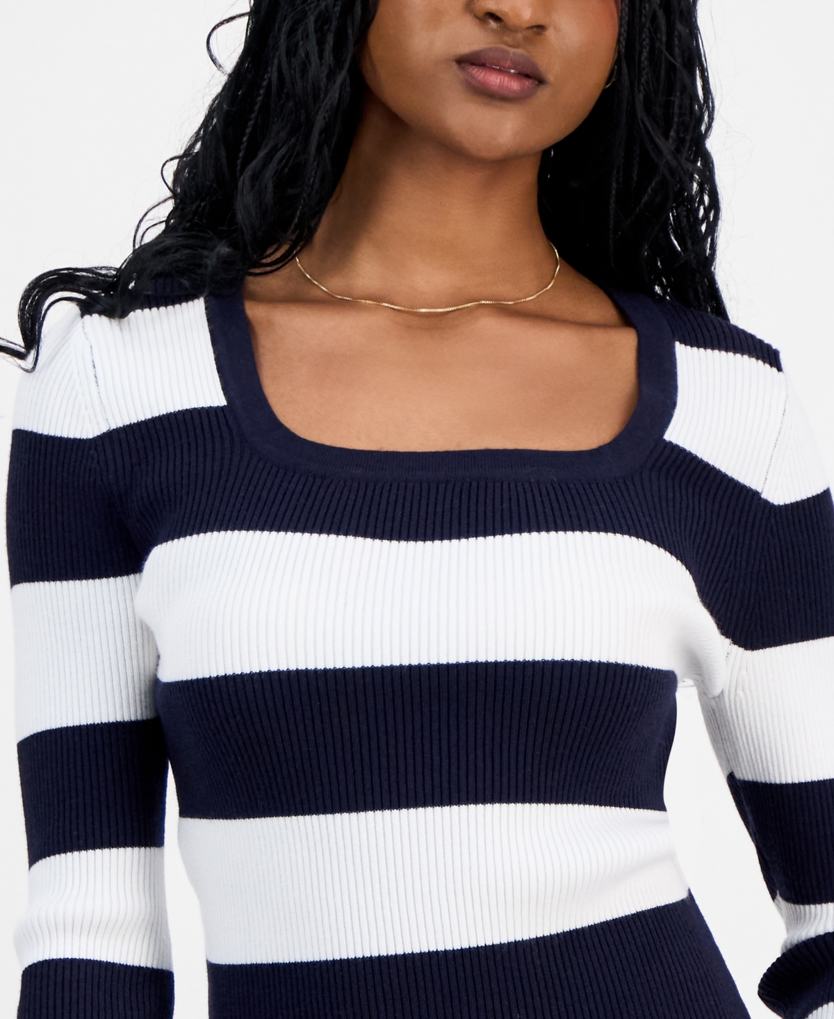 Madden Girl Juniors' Square-neck Sweater In White