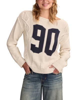 Lucky Brand - Women's 90S Graphic Cotton Crewneck Sweater