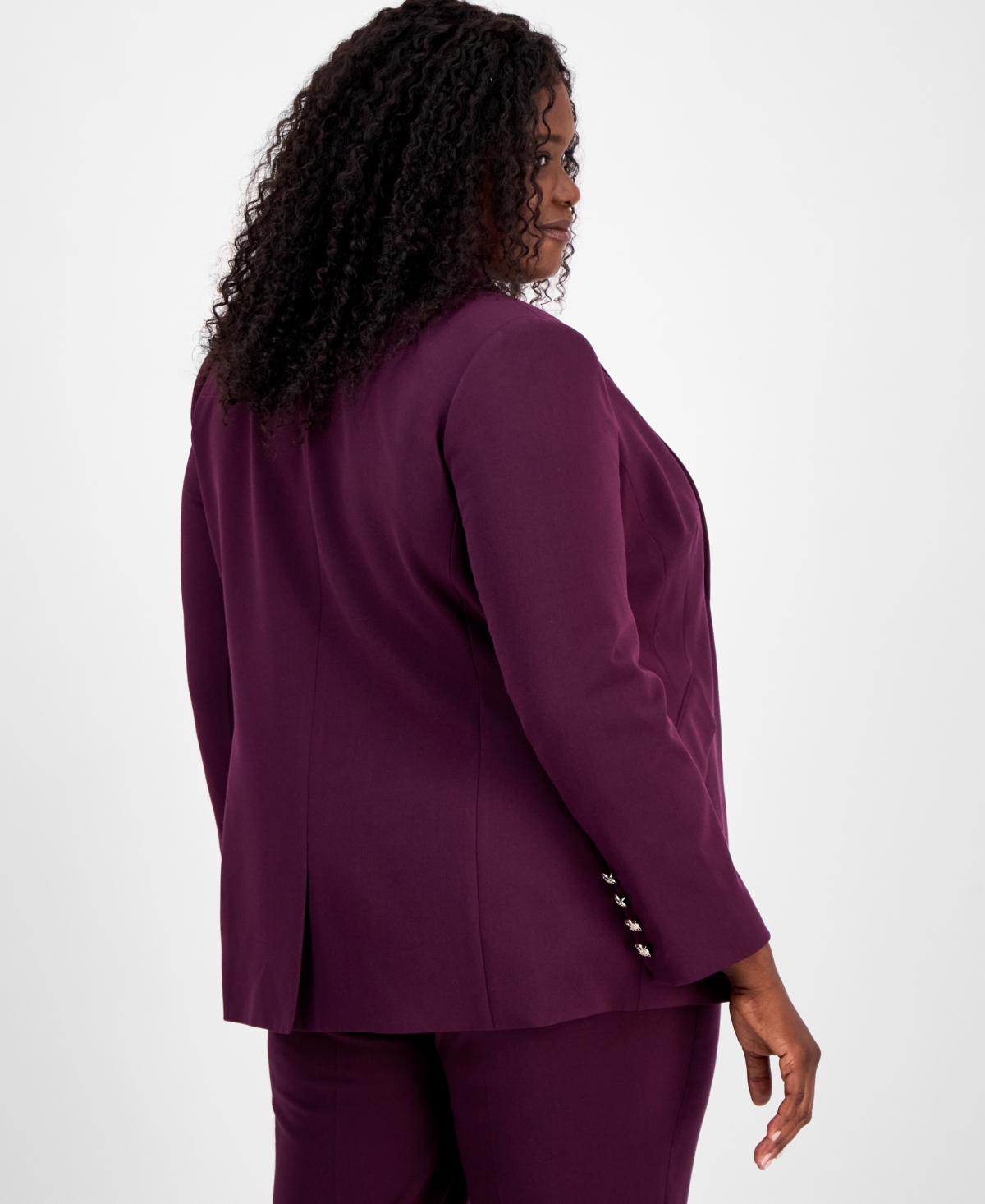 Tahari Asl Plus Size Single-button Blazer In Purple