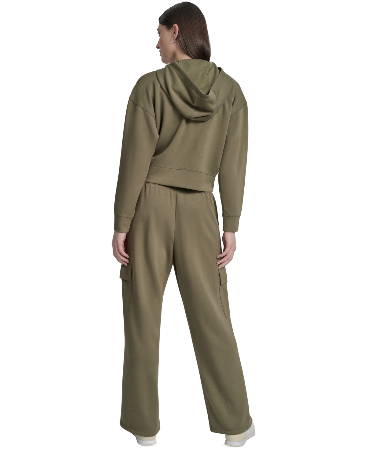 Dkny Sport Women's Drop-shoulder High-line Zip Scuba Hoodie In Gray