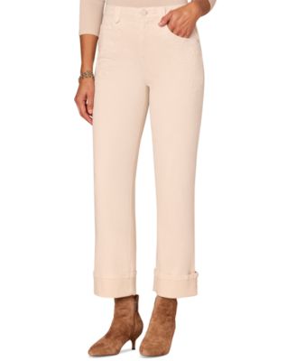 Democracy - Petite "Ab"solution Embroidered High-Rise Round Up Boyfriend Jeans