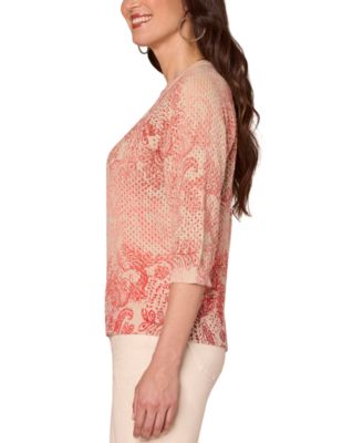 Petite Printed Dolman-Sleeve Sweater