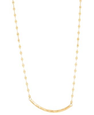 Polished Curved Tube Bar 18" Pendant Necklace in 10k Gold