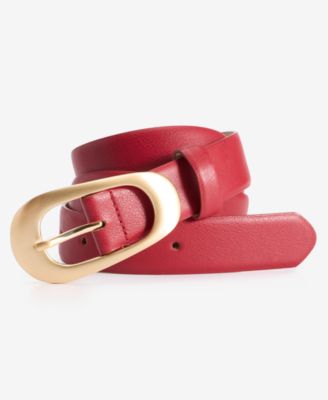 On 34th - Faux-Leather Oval Buckle Belt