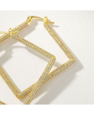 14K Gold-Plated Cubic Zirconia Girl Boss Hoop Earrings 2.0