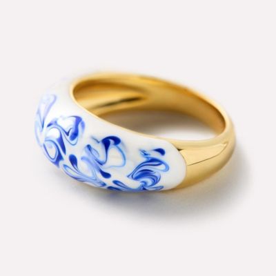 Enamel Ring - Wrenley Marble Blue