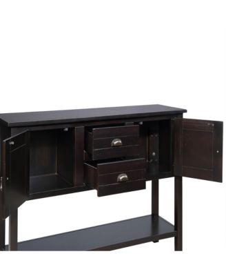 sumyeg CASAINC 48" Solid Wood Sideboard, 2 Drawers & Cabinets, Bottom Shelf, Retro Style Dining Buffet Server Cabinet
