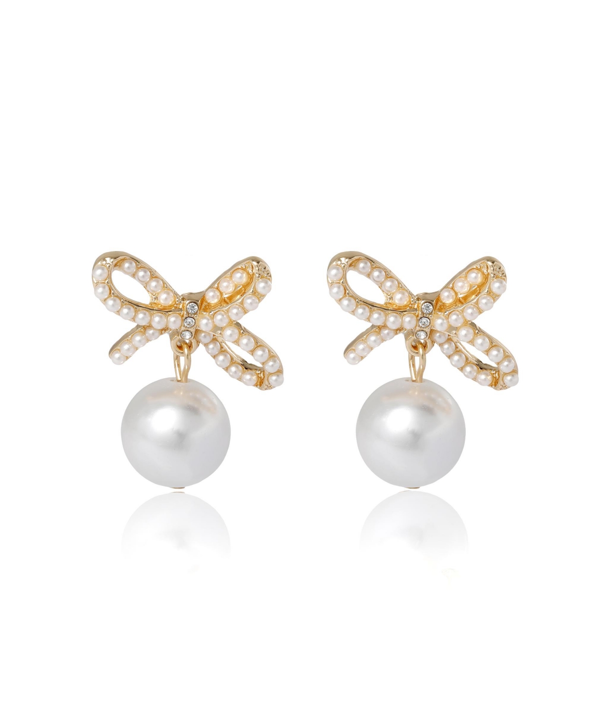Bcbg Generation Bow Pearl Drop Earrings - Gold