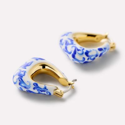 Statement Earrings - Dakota Marble Blue
