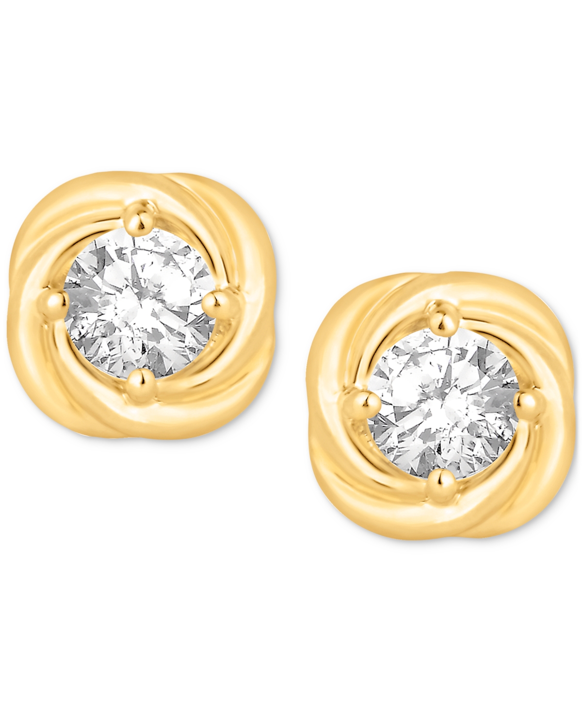 Macy's Diamond Love Knot Stud Earrings (1 Ct. T.w) In 14k Gold In Gold