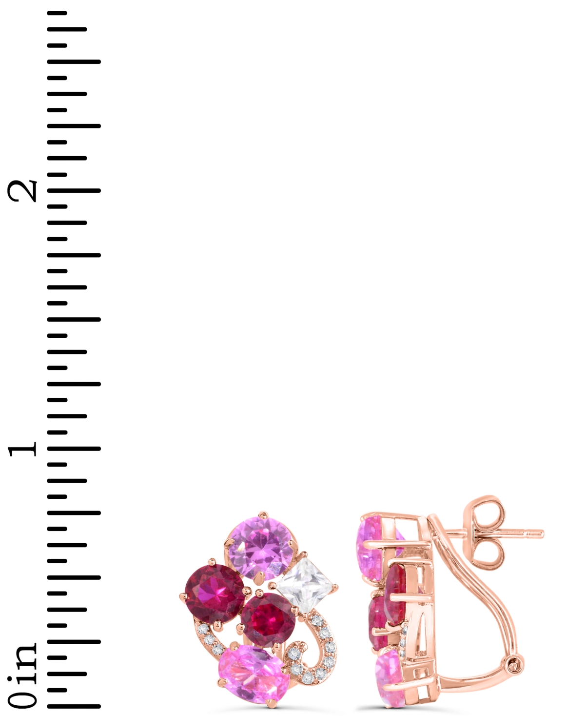 Macy's Lab-grown Opal And Multi-topaz Earrings In Sterling Silver In Pink