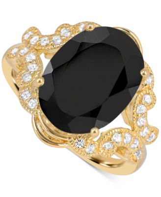 Blue Topaz (7 ct. t.w) Oval Ring in 14K Gold Plated Sterling Silver