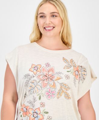 Trendy Plus Origami Embroidered Cap-Sleeve Top