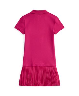 Big Girls Pleated Stretch Mesh Polo Dress
