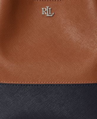 Two-Tone Leather Small Reese Bucket Bag