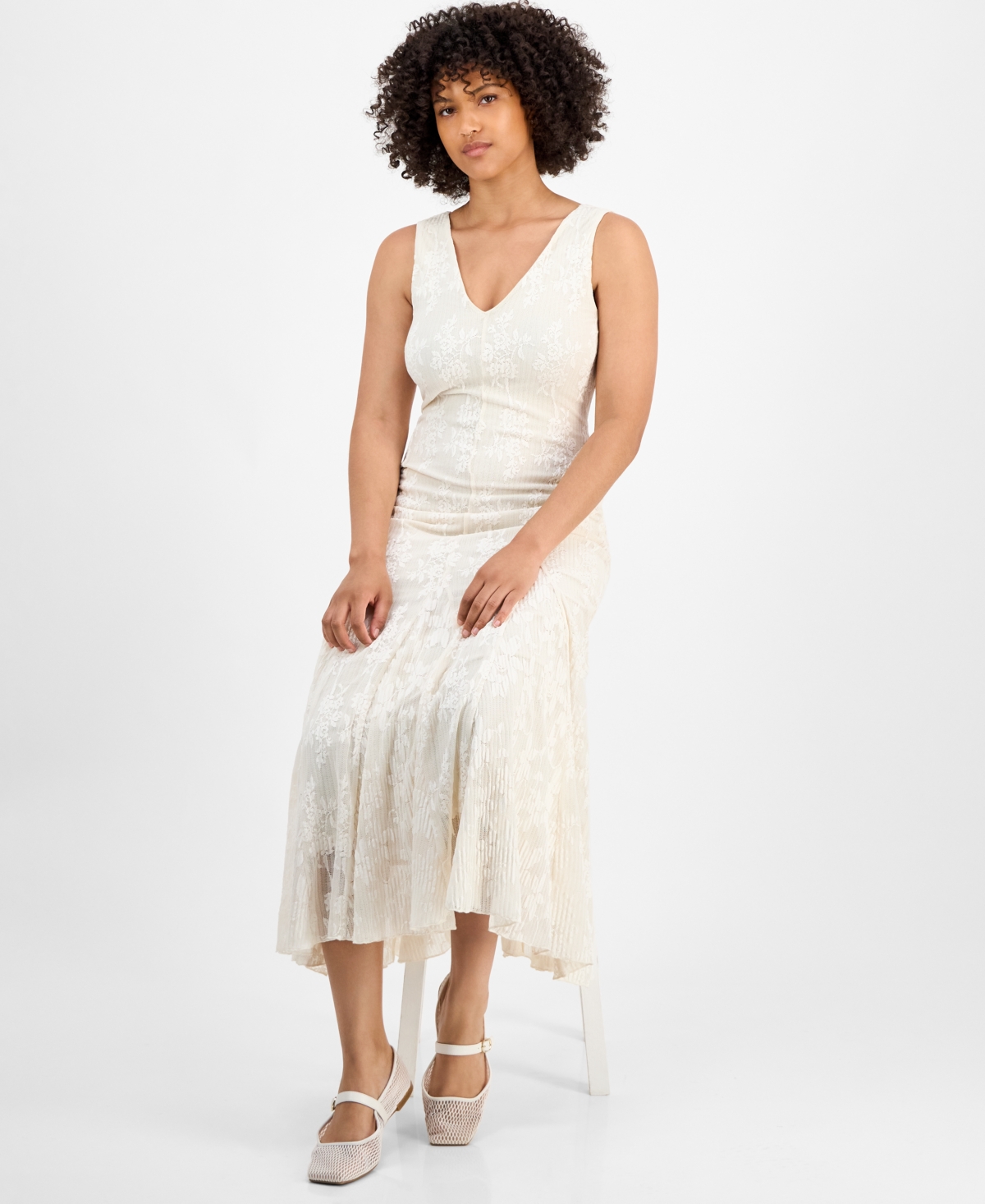 And Now This Women's Lace Godet-Hem Maxi Dress, Macy's Exclusive