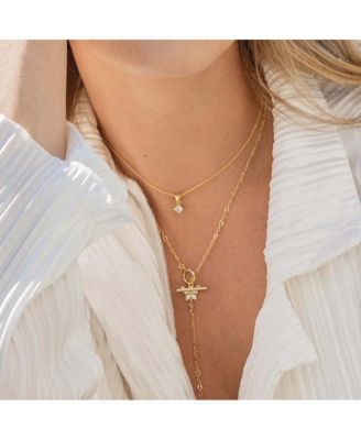 14k Gold-Plated Leading Lady Pendant Necklace, 14" + 2" extender