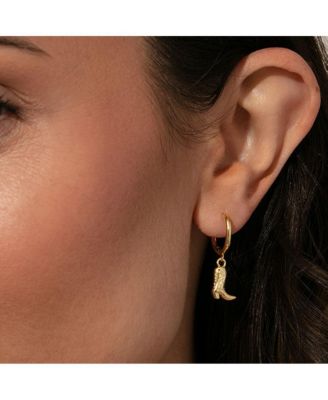 14K Gold-Plated Cowboy Boot Huggies, 0.5"