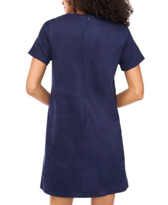 Women's Faux-Suede Seamed-Panel Shift Mini Dress