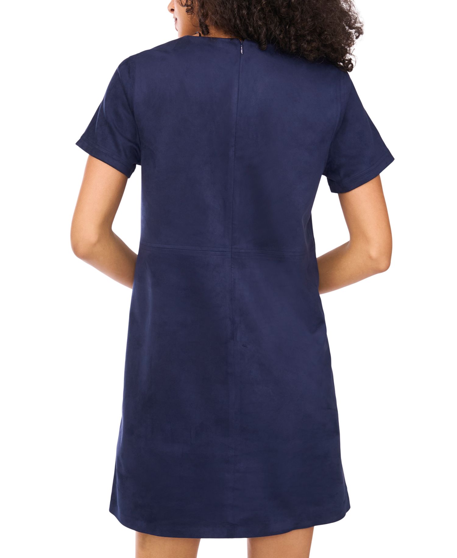 Women's Faux-Suede Seamed-Panel Shift Mini Dress