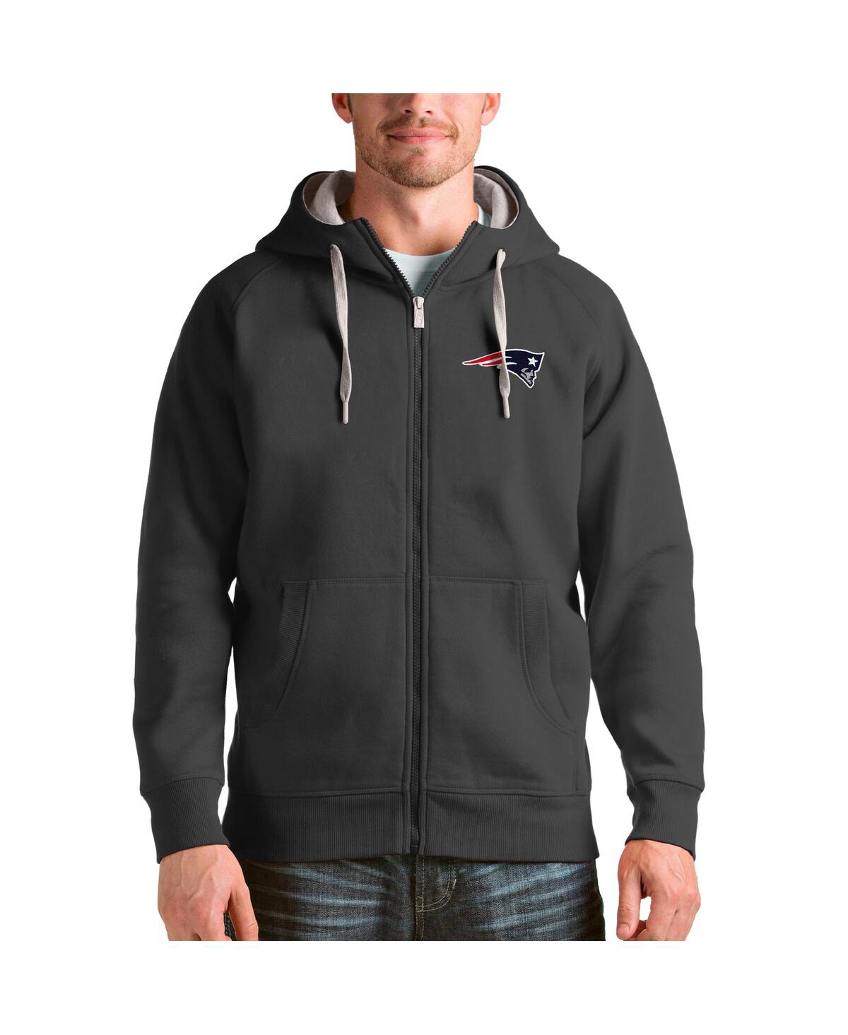 Men's Charcoal New England Patriots Victory Full-Zip Hoodie - Charcoal