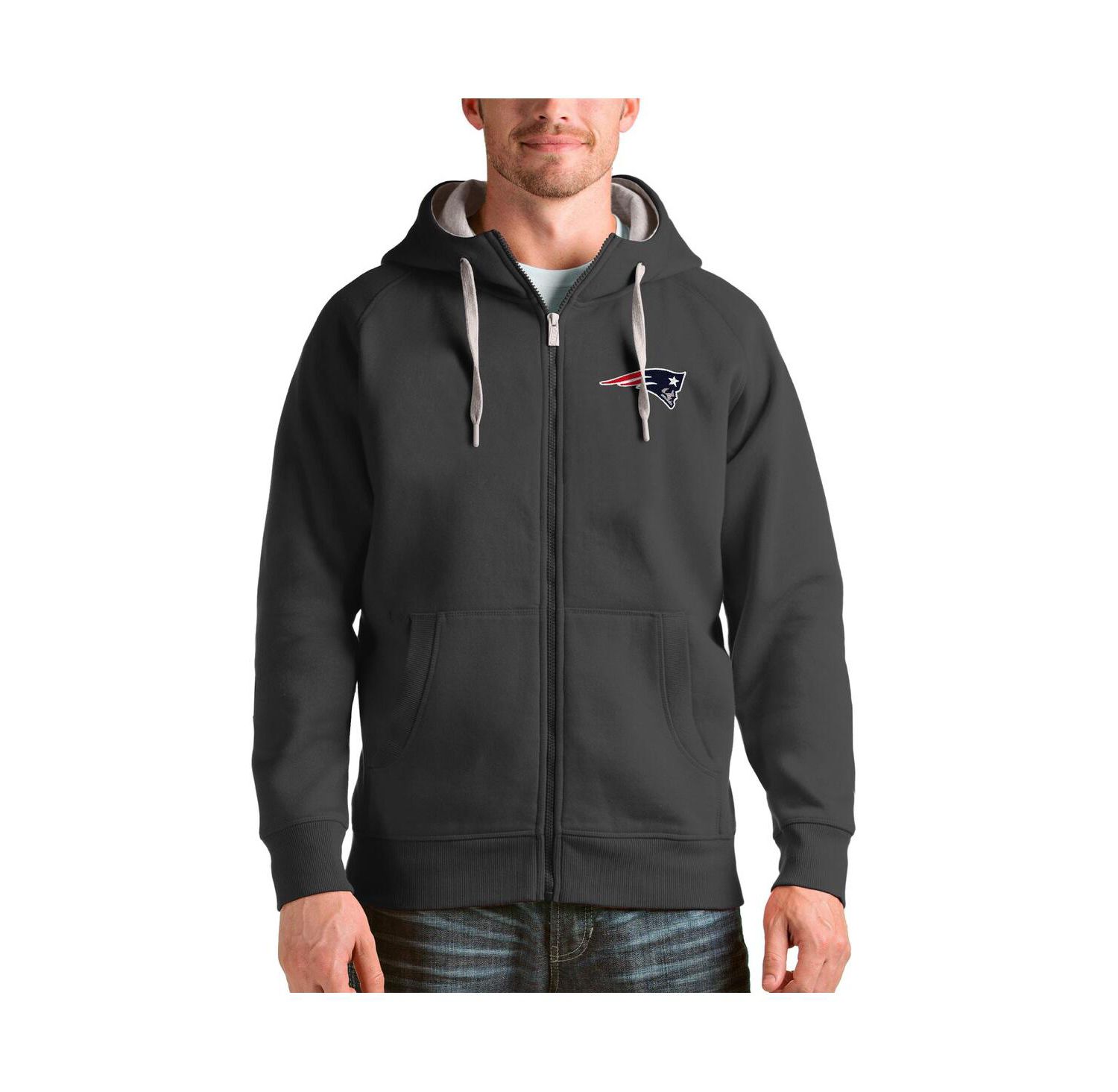 Men's Charcoal New England Patriots Victory Full-Zip Hoodie