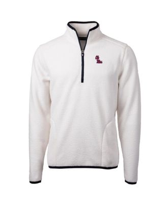 Cutter & Buck - Men's Cream Ole Miss Rebels Team Logo Cascade Eco Sherpa Fleece Quarter-Zip Pullover Jacket