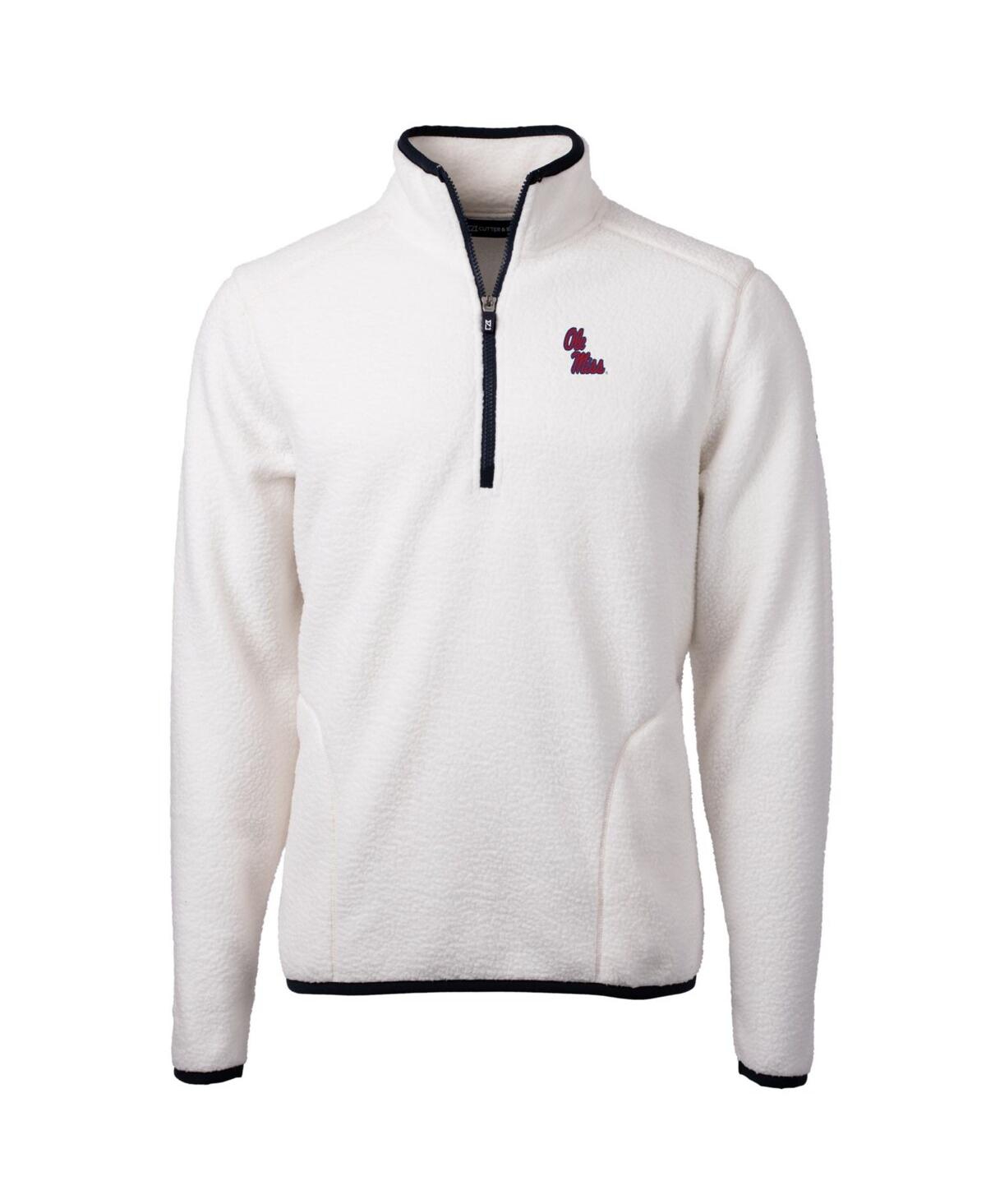 Men's Cream Ole Miss Rebels Team Logo Cascade Sherpa Fleece Quarter-Zip Pullover Jacket - Cream